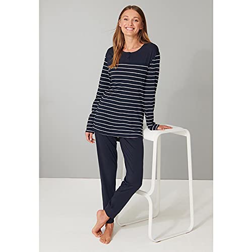 Pyjama Damen Schiesser Schlafanzug Set aus Baumwolle lang