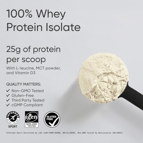 Image of Sports Research Whey Protein Isolate - Sports Nutrition Protein Powder 25g per Serving - 2.06lb Bag Whey Protein - Vanilla Flavor - Bulk Protein Powder, 26 Servings