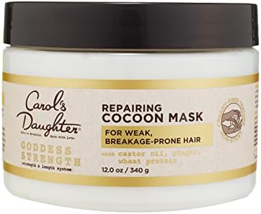 Carol's Daughter Goddess Strength Repairing Cocoon Hydrating Hair Mask for Waves, Coils and Curls, Hair Treatment With Castor Oil, 12 Oz