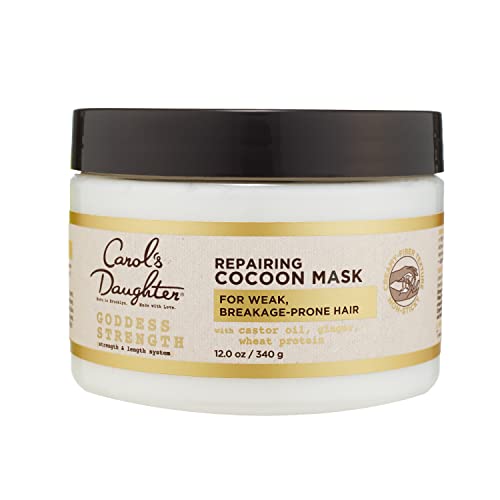 Carol's Daughter Goddess Strength Repairing Cocoon Hydrating Hair Mask for Dry Damaged & Curly Hair, Restores Moisture, Made with Castor Oil, 12 Oz
