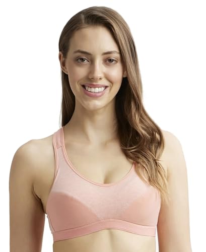 Image of Jockey 1378 Women Wirefree Padded Super Combed Cotton Elastane Stretch Full Coverage Racerback Active Bra with StayFresh and Moisture Move Treatment