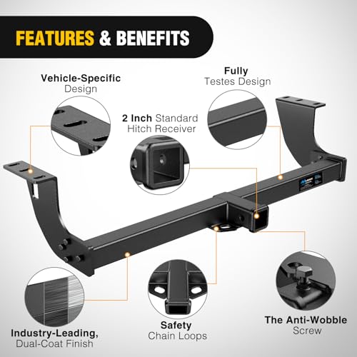 Image of Nilight Class 3 Trailer Hitch 2 Inch Receiver Compatible with Select Ford Ranger 2015 2016 2017 2018 2019 2020 2021 2022 Black Powder Coated