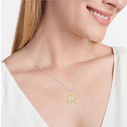 Sun and Moon Necklace 925 Sterling Silver Sun and Moon Face Necklace Sun Pendant Jewelry for Women4