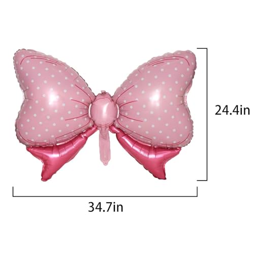 Image of 36 Inches Bow Foil Balloon Huge Bowtie Pink Balloon for Baby Shower, Wedding, Kids Theme Party Decoration (Pink1)