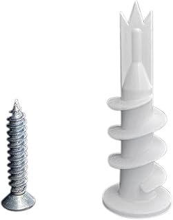 Professional 1/4 inch Self Drilling Drywall Anchors, 1.7 inch Length, Heavy Duty Plastic with Screws. Fits Gypsum Board & plasterboard, Perfect for Hanging Pictures on Walls (280)