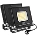 CP3 50W LED Strahler Außen 2 Stücke,LED Fluter Superhell 4000LM,IP66 Wasserdicht Außenstrahler mit Stecker,5000K Natürliches Weiß LED Flutlicht für Garten Sportplatz Garage