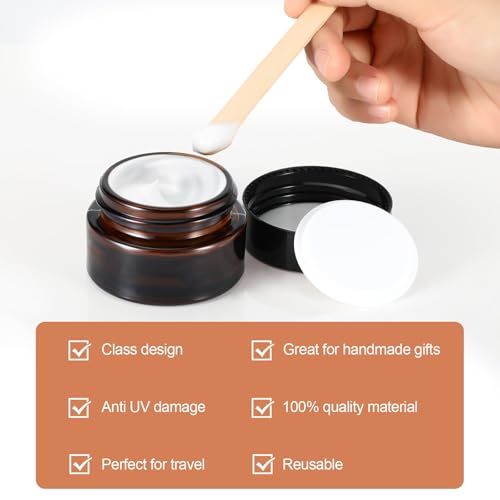 Collazoey 10 Stück Amber Glas Leerdose, Tiegel Cremedose 20ml/30ml Braunen Glasbehälter, Mit Aufkleber, ragbarer ointment jars, für Kosmetik Cremes Lotionen ätherische Öle refillable travel pots