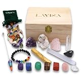  LAVISA Box Esencial Juego de cristales curativos - drusa de amatista - 7 piedras de chakra - geoda - péndulo de piedras preciosas - palo santo - varilla de selenita - pulsera de piedras naturales