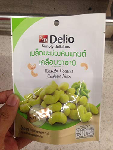 Delio, Crispy Cashew Nuts, Wasabi Coated Cashew Nuts, 33G X 4 Packs #TOP1