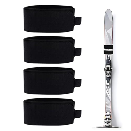 NOPKESV 4 Pezzi Cinghie da Sci,di Nastro di Fissaggio per Sci,Fasce da Sci Regolabili Fascette di Fissaggio,per Snowboard Cinghia da Sci