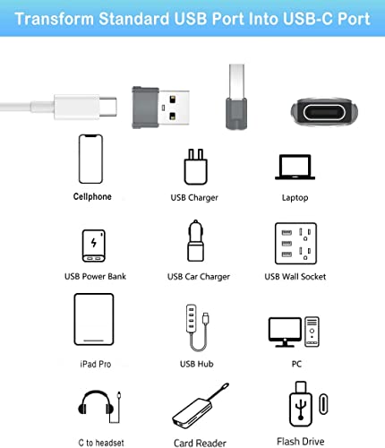Image of Sounce [2 Pack Mini USB C Type C Adapter Plug, Type C Female to USB A Male Charger Charging Cable Adapter Converter Compatible for iPhone, Samsung S20 ultra /S21 /S10 /S8 /S9 /MacBook Pro iPad Grey