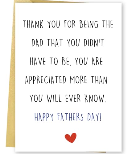Huameigf Simple Step Fathers Day Card Gift for Dad, Funny Stepdad Gifts from Stepdaughter Stepson, Humorous Card for Stepfather, Thank You Appreciation Cards for Step Dad
