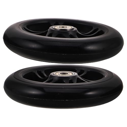 Luxshiny Ruedas de Repuesto Silenciosas para Carrito y Patinetes 125mm X 24mm, Par de Ruedas Negras de Pu Resistentes para Scooters, Patines y Carritos de Compras, Mejora de