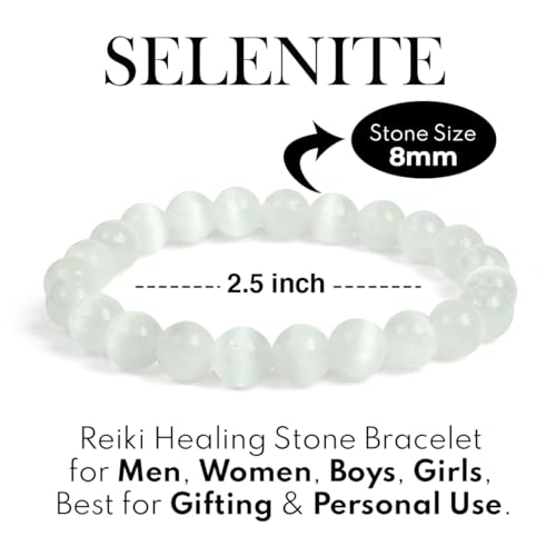 Image of Reiki Crystal Products Natural Crystal Stone 8 mm Round Bead Bracelet for Men & Women | Stretchable Gemstone Bracelet for Meditation, Yoga, Reiki & Daily Wear
