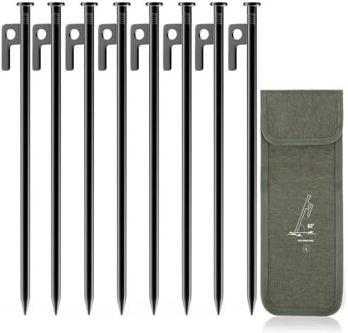 Forever Speed 8 PCS Piquets de Tente en Acier avec Sac de Rangeme...