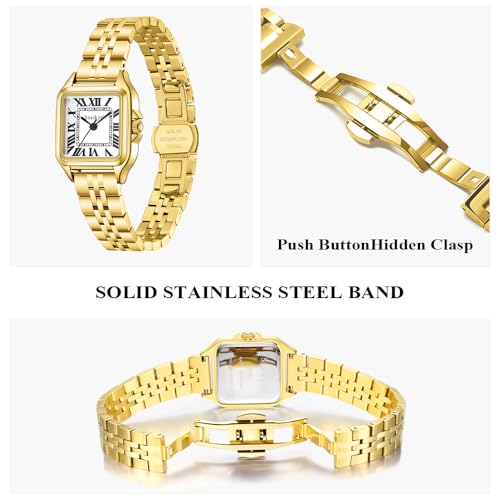 Classic Square Watches for Women with Roman Numerals Ladies Casual Dress Watch