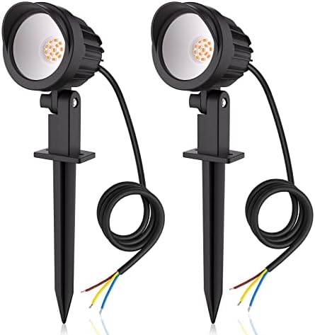 MEIKEE LED Landscape Lights 500LM Outdoor Spike Lights IP66 Waterproof Uplighters Dust-Proof led Lawn Light Warm White 2700K Decorative Light for Garden Patio Yard Lawn Pathway (2 Pack)
