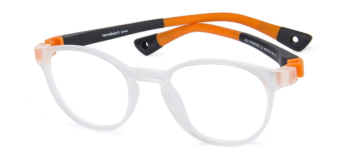VINCENT CHASE EYEWEAR Lenskart Junior For Kids Age 8-12 yrs | Bluecut & Antiglare Zero power | Matte Transparent | Round Computer Eyeglasses | LKJ E10003CE