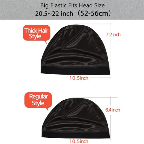 Image of 2PCS Silky Stocking Wave Cap for Men, Good Compression Over Durag （Thick Hair Style）