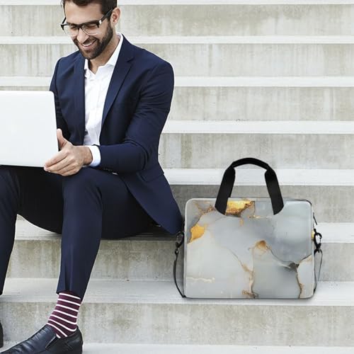 Funda maletín para portátil con patrón mármol gris oro miniatura 3