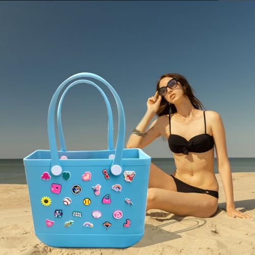 Cute Charms for Bogg Bag Accessories, 50PCS Cute Summer Beach Preppy Hippie Horse Pink Peace Butterfly Cowgirl Decoration Bag Charms for Rubber Tote Beach Bags Perfect Gifts for Girls Women3