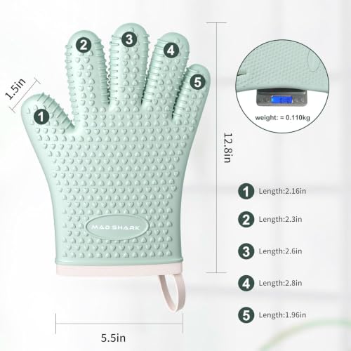 Image of MAD SHARK Silicone Oven Mitts with Fingers Heat Resistant 450F in Kitchen
