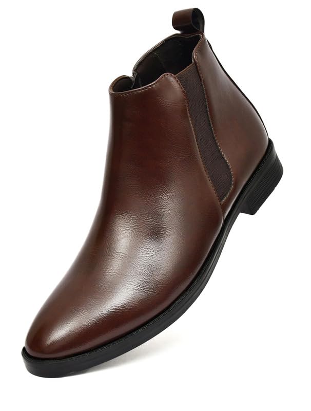 Image of TANN & TRAIL Men Premium Vegan Leather Chelsea Boots Elegant Pointed Toe, Side Zipper, Cushioned Comfort, Sustainable Formal & Semi-Formal Footwear