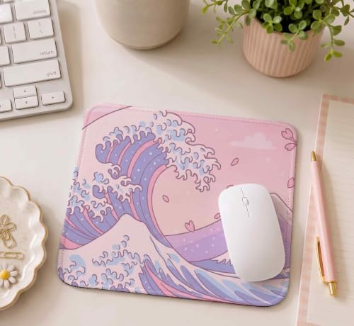 Image of Mouse Pad for Laptop & Desktop | 9x7 Inch Anti-Fray Stitched Edges | Non-Slip Rubber Base | Desk Setup Accessory for Students, Gamers & Professionals (Wave)