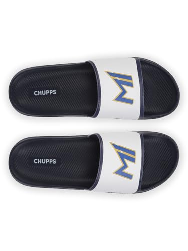 Image of CHUPPS Mi Ace Orange Navy Drift Orthopedic Slippers | Soft Footpharma Footbed | Breathable Ventilation Holes | Lightweight Flip Flops | Anti-Skid Chappals for Everyday For Mens