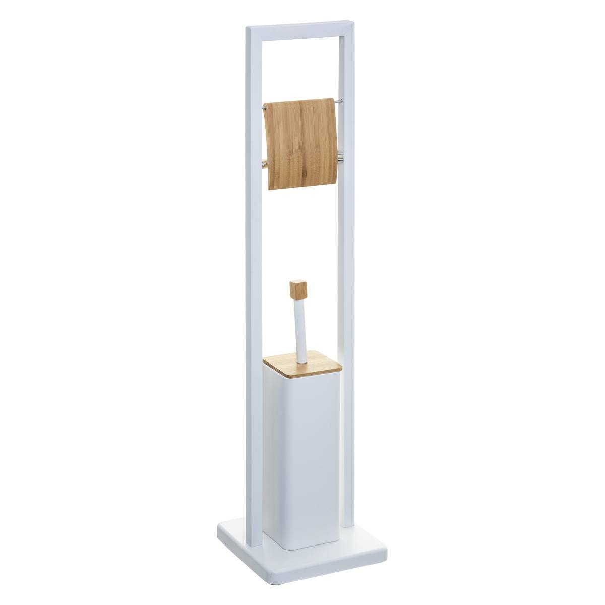 Brosse WC et dérouleur Natureo blanc en bambou pour une déco zen