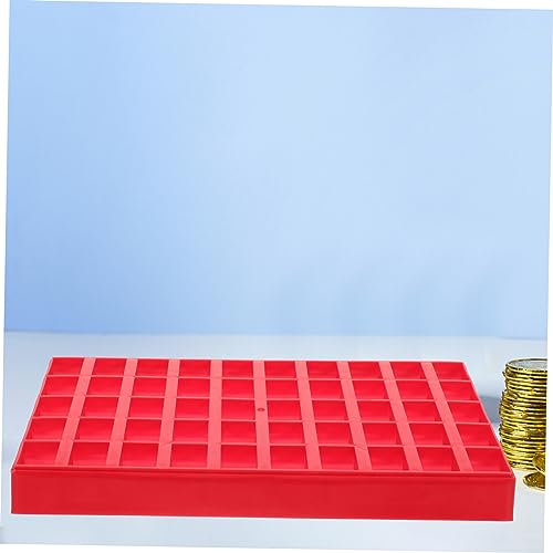 Caja organizadora de monedas multifuncional roja plástico miniatura 3