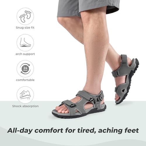 Image of FitVille Wide Sandals for Men With Arch Support Orthopedic Comfortable Summer Men's Wide Sandals for Plantar Fasciitis & Swollen Feet Breathable Outdoor Recovery Athletic Walking Sandal for Man
