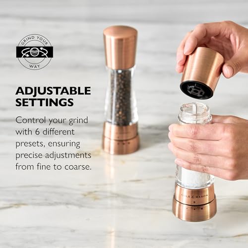 Image of Cole & Mason Derwent Salt & Pepper Mill Gift Set - Refillable Spice Grinder Set 7.5 inch Salt and Pepper Grinder - Wood