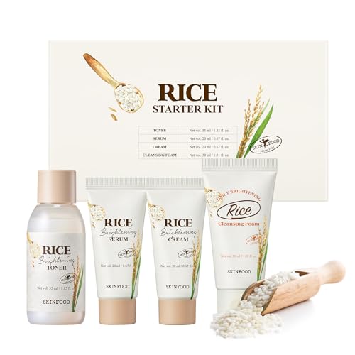 SKINFOOD Rice Starter Kit, Rice Toner, Rice Serum, Rice Moisturiz...