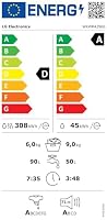 LG W4WR42966, Klasse A/D, Frontlader-Waschtrockner 9-6 kg, 62 x 60 x 85 cm, Wi-Fi, AI Direct Drive, Tiefenreinigung mit Dampf, TurboWash 360, Sicherheitsglastür, Weiß - Bullaugenring: Schwarz – Ansicht 7