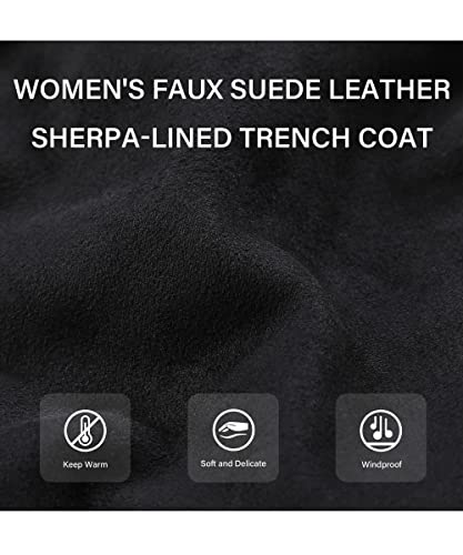 image for Bellivera Women's Faux Suede Leather Jacket Lapel Outwear Trench Dress