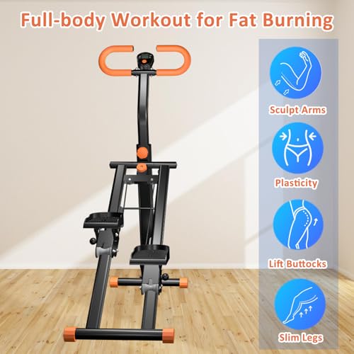 Stair Stepper for Home Use,Stair Climber Foldable, Portable Vertical Climber Machine with Adjustable Handle,Large Pedal,Exercise Machine for Cardio &Body Workout,Orange + round handle - Image 6