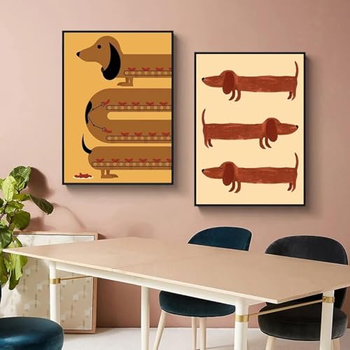 Toile teckel abstraite grand format 80x120cm pour habiller un mur vide sans cadre