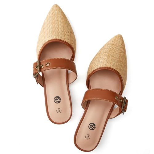 Image of Rekayla Mules for Women Adjustable Strap Pointed Toe Backless Loafer Shoes