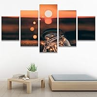SIGNWIN 5 Panel Canvas Wall Art Abstract Colorful Decorative Elements Modern Artwork for Home Decorations Ready to Hang - 60