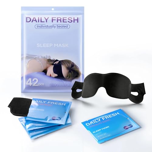 CROUVM 42-Pack Bulk Disposable Sleep Masks Individually-Wrapped Eye Mask for Sleep Blackout Night Mask Value Pack for Travel Spa Guests Business Trips Hospitals & Shift Workers