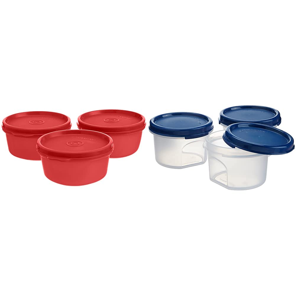 Signoraware Tiny Wonder Container Set, 200ml, Set of 3, Deep Red+Signoraware Modular Round Plastic Container Set, 200ml, Set of 3, Mod Blue (B09998GGVT) Amazon Price History, Amazon Price Tracker