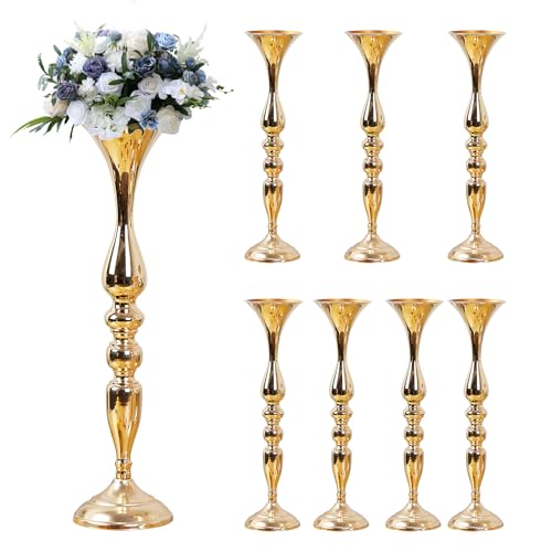 8 Pcs Wedding Flower Stand Metal Flower Centerpieces Stand for Table Hyuetrsa 20 Inch Tall Wedding Flower Vase Centerpieces for Reception Flower Arrangement Candle Holder Party Dinner Home Décor