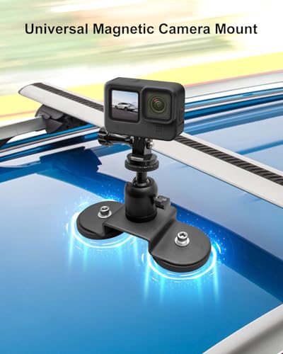Heavy-Duty Magnetic Car Camera Mount Compatible with GoPro insta360 and DJI OSMO Action Camera, Strong Magnetic Mount wi - Additional View