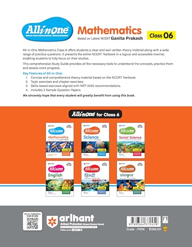 Image of Arihant All in One Mathematics Class 6 for CBSE Exam 2025-26 | Based on the latest NCERT Ganita Prakash | Competency-Based Questions for Class 6 | ... Study, Complete Practice, Complete Assessment