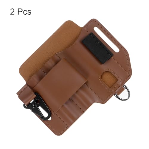 QUARKZMAN 2 Stück Multitool-Hülle EDC Taschenorganizer 6,9 x 5,4 PU-Leder Großer Kapazität Leder EDC Taschenorganizer mit Stifthalter Schlüsselanhänger für Multitool, Braun