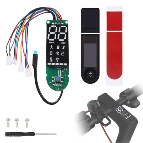efuturetime Placa Panel Control LED Patinete Eléctrico Compatible Xiaomi M365 1S Pro Pro2, Dashboard PCB 4 Hilos Doble Freno, Bluetooth, Carcasa Impermeable y Cubierta