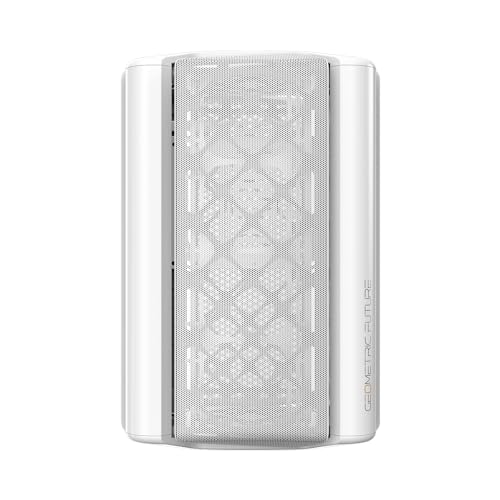 Gabinete PC Geometric Future Mini Tower THE ARK Blanco, compatible con Micro-ATX e ITX, con rejilla frontal y bandeja de placa base ajustable miniatura 5