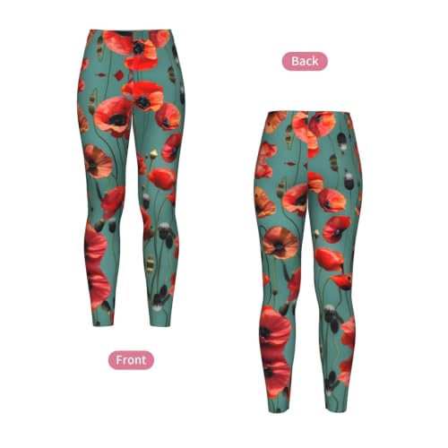 Leggings de compresión suave con acabados textiles premium de amapolas 4