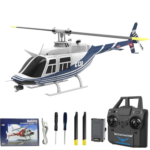 Hylukon C138 Remote Control Helicopter, 1:33 Scale Bell206 Helicopter 2.4G 4CH RTF Single Propeller...